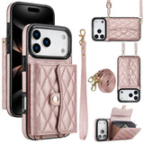 Checkered Crossbody Accordion Card Holder Leather Case for iphone