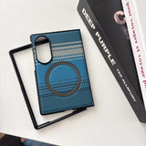 Contrast‑Color Weave Carbon‑Fiber Magnetic Case for Samsung Z Fold