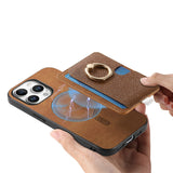 Magnetic Wallet Ring Kickstand Case for iphone
