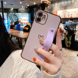Shockproof Electroplated Case with Wrist Strap for iphone