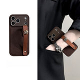 Camellia Shockproof Wrist Strap Leather Case for iphone