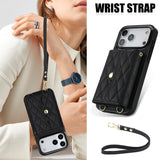 Checkered Crossbody Accordion Card Holder Leather Case for iphone