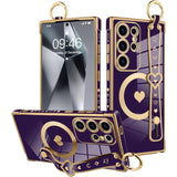 Magnetic Electroplated Heart Wrist Strap Case for Samsung
