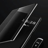 Leather Flip Clear Windows Protective Cover Phone Case for Samsung