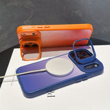 Gradient Full Cover Shockproof Magnetic Lens Kickstand Case for iphone