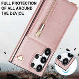 Leather Zipper Card Holder Crossbody Case for Samsung