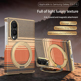 Kevlar‑Textured Electroplated Magnetic Stand Case for Samsung Z Fold