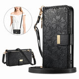 Leather Zipper Flip Case With Card Slots & Wrist Strap for iphone