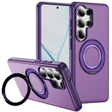 Magnetic Carbon Fiber Case with Rotatable Stand for Samsung