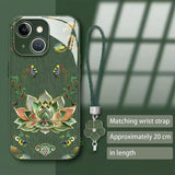 Full-Coverage Dunhuangs Lotus Lanyard Hard Case for iphone