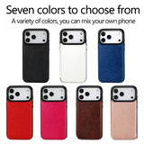Crazy Horse Texture Double‑Button Card Holder Leather Case for iphone