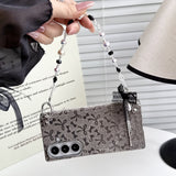 Gold‑Stamped Bow Magnetic Kickstand Case for Samsung Z Fold