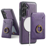 Ring Magnetic Card Holder Leather Case for Samsung