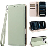 Color Contrast Lychee Grain Magnetic Wallet Case with Lanyard for iphone