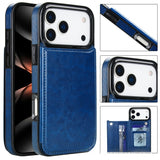 Crazy Horse Texture Double‑Button Card Holder Leather Case for iphone