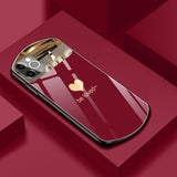 Oval Shield Half Mirror Heart Glass Case for iphone
