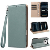 Color Contrast Lychee Grain Magnetic Wallet Case with Lanyard for iphone