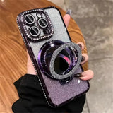 Magnetic Diamond Glitter Stand Mirror Case for iphone