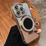 Magnetic Diamond Glitter Stand Mirror Case for iphone