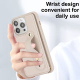 Shockproof Leather Case with Wrist Strap & Card Holder for iphone