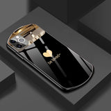 Oval Shield Half Mirror Heart Glass Case for iphone