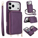 Leather Wallet Case with Wrist & Crossbody Strap for iphone