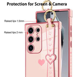 Magnetic Electroplated Heart Wrist Strap Case for Samsung