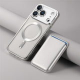 Transparent Electroplated Magnetic Detachable Card Holder Case for iphone