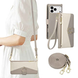 Detachable Crossbody Zipper Wallet Leather Case for iphone