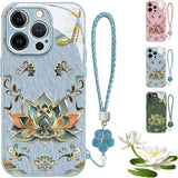 Full-Coverage Dunhuangs Lotus Lanyard Hard Case for iphone