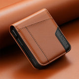 Color‑Block Splicing Leather Flip Wallet Case for Samsung Z Flip