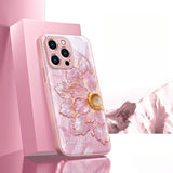 Yarn‑Texture Pink Floral Case with Lanyard for iphone