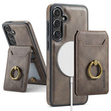 Ring Magnetic Card Holder Leather Case for Samsung