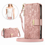 Leather Zipper Flip Case With Card Slots & Wrist Strap for iphone
