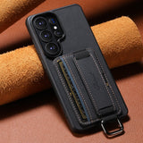 Leather Card Holder Stand Case for Samsung