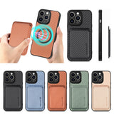 Fiber‑Textured Magnetic Card Holder Case for iphone