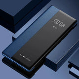 Leather Flip Clear Windows Protective Cover Phone Case for Samsung