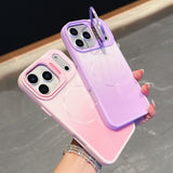 Gradient Full Cover Shockproof Magnetic Lens Kickstand Case for iphone
