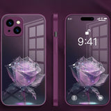 Crystal Rose Tempered Glass Case for iphone