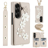 Shockproof Flower Case with Card Holder & Lanyard for Samsung Z Fold