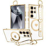 Magnetic Electroplated Heart Wrist Strap Case for Samsung