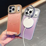 Gradient Full Cover Shockproof Magnetic Lens Kickstand Case for iphone