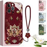 Full-Coverage Dunhuangs Lotus Lanyard Hard Case for iphone