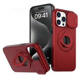 Magnetic Shockproof Case with Sliding Camera Cover, Ring Stand for iphone