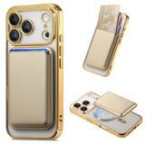Transparent Electroplated Magnetic Detachable Card Holder Case for iphone