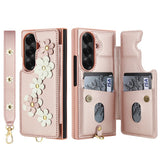 Shockproof Flower Case with Card Holder & Lanyard for Samsung Z Fold