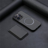Fiber‑Textured Magnetic Card Holder Case for iphone