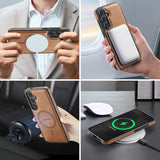 Ring Magnetic Card Holder Leather Case for Samsung