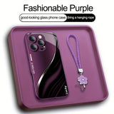 Metallic Paint Minimal Case with Flower Wrist Strap for iphone