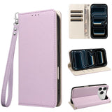 Color Contrast Lychee Grain Magnetic Wallet Case with Lanyard for iphone